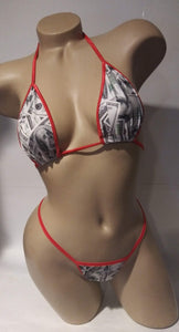 Pick your trim Money print bikini set Many colors available!