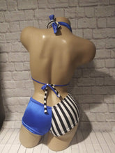 Load image into Gallery viewer, 2 piece Striped Halter or Bandeau short set Many colors available!
