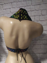 Load image into Gallery viewer, Black and rainbow LV designer inspired elastic band top
