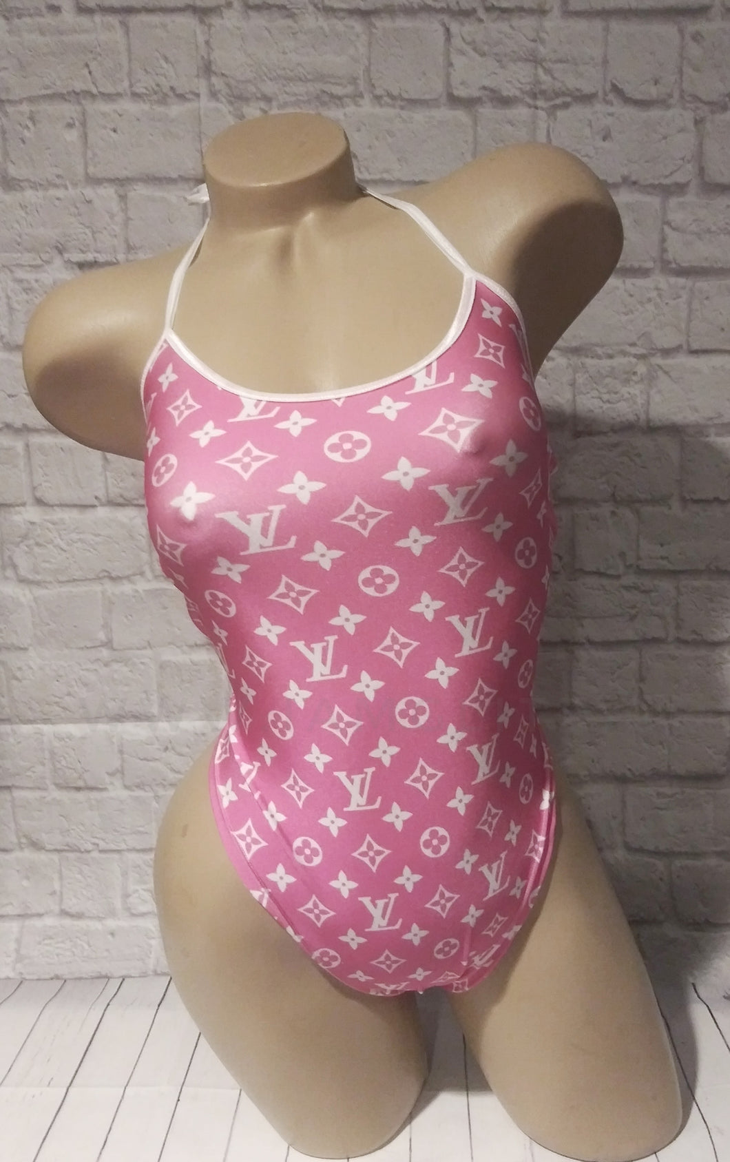 Pink and white LV Bodysuit