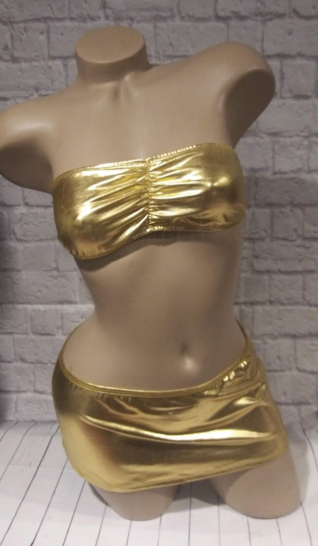 Metallic Gold bandeau skirt set